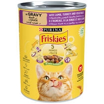 PURINA® FRISKIES® in gravy with Lamb, Turkey and Vegetables Wet Cat Food