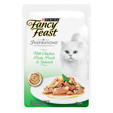 Fancy Feast Inspirations with Chicken, Pasta Pearls & Spinach
