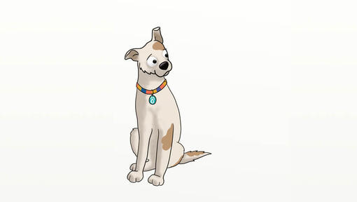 cartoon of dog with tilted head